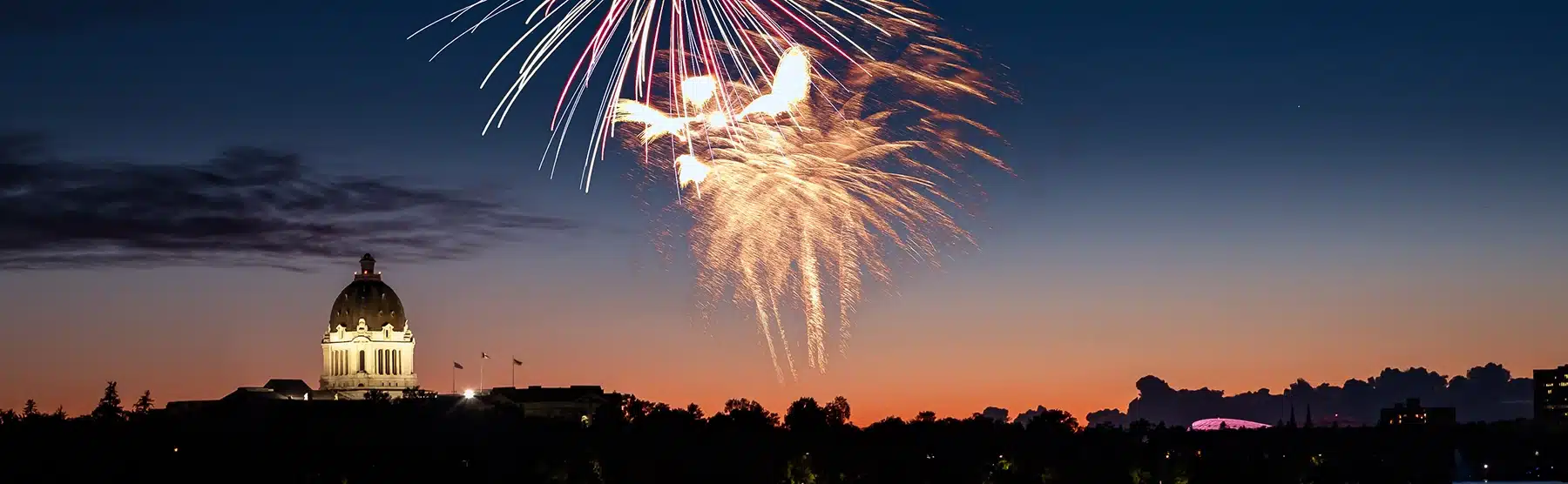 Canada Day Fireworks over Wascana Lake in Regina Saskatchewan